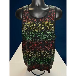 Retrofit Tank Top XL Men’s Black Rasta Reggae Paisley Print Sleeveless Summer